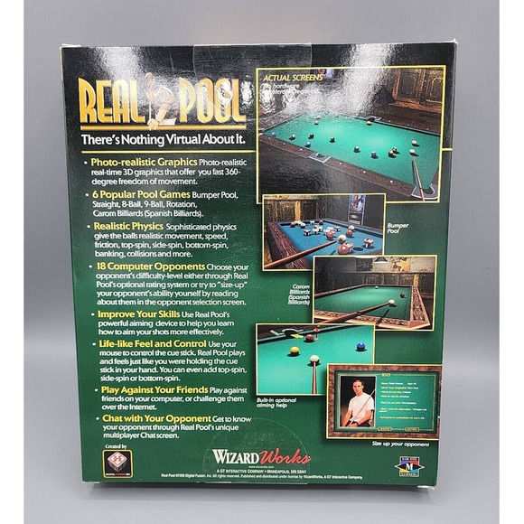 Real Pool By Wizard Works 3D Photo-Realistic Pool Windows 95/98 PC Video Game - Picture 2 of 7